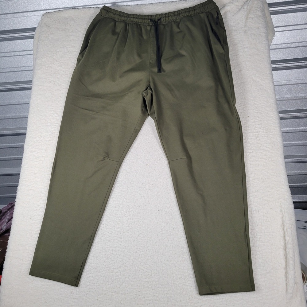 Old Navy Jogger Pants Mens 36 Olive Green Tapered Zipper Pockets Athleisure